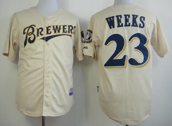 Milwaukee Brewers 23 Weeks beige men baseball mlb jerseys