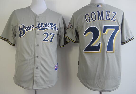 Milwaukee Brewers 27 GOMEZ grey men mlb baseball jerseys