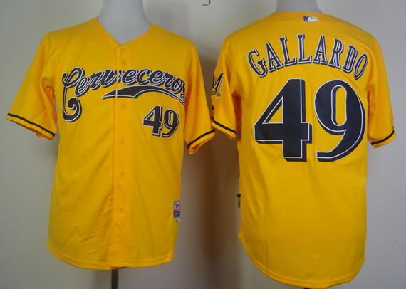 Milwaukee Brewers 49 Yovani Gallardo yellow MLB Jerseys