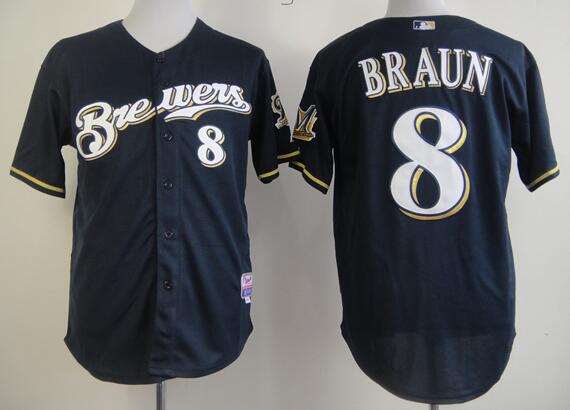 Milwaukee Brewers 8 Ryan Braun Blue men baseball mlb Jerseys