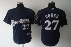 Milwaukee Brewers GOMEZ 27 black men baseball mlb Jersey