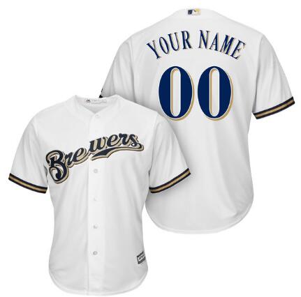 Milwaukee Brewers jerseys Majestic White Cool Base Custom any name number