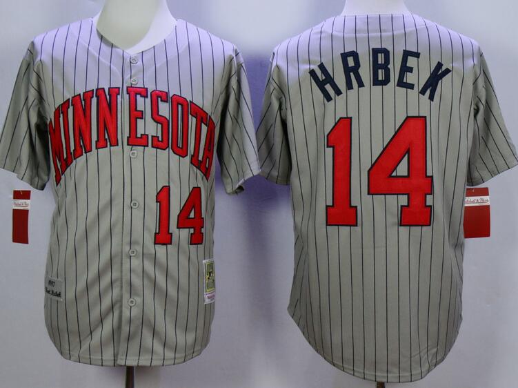 Minnesota Twins 14 Hrbek grey mlb baseball men jersey