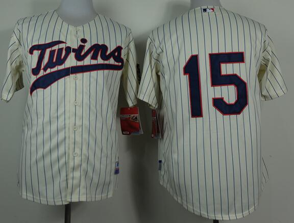 Minnesota Twins 15 Glen Perkins beige Blue stripes men baseball mlb jersey