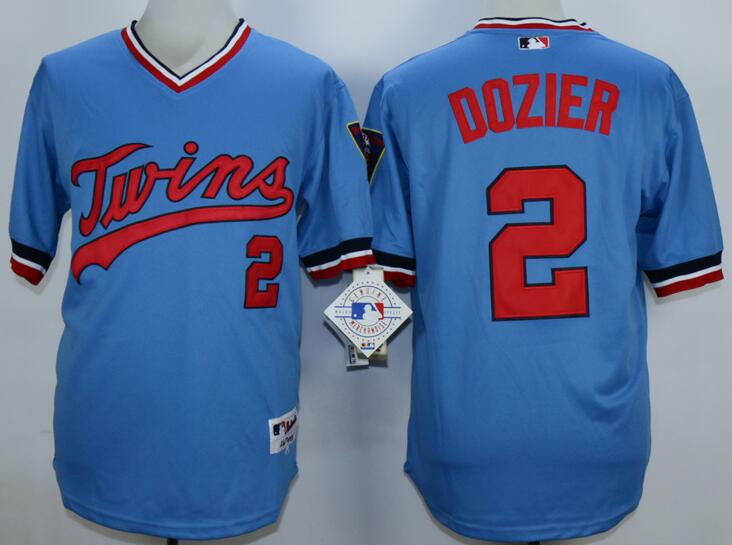 Minnesota Twins 2 Brian Dozier Blue red throwback men baseball mlb jersey