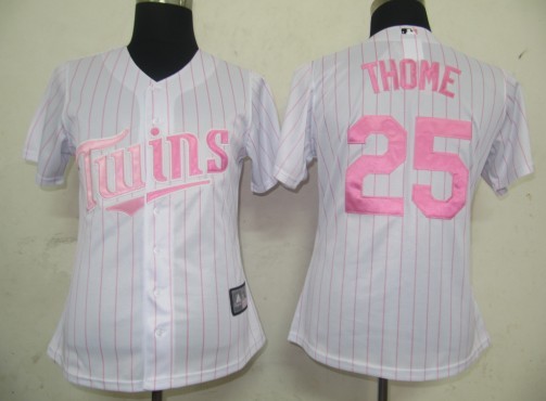 Minnesota Twins 25 Thome White MLB Women Jerseys