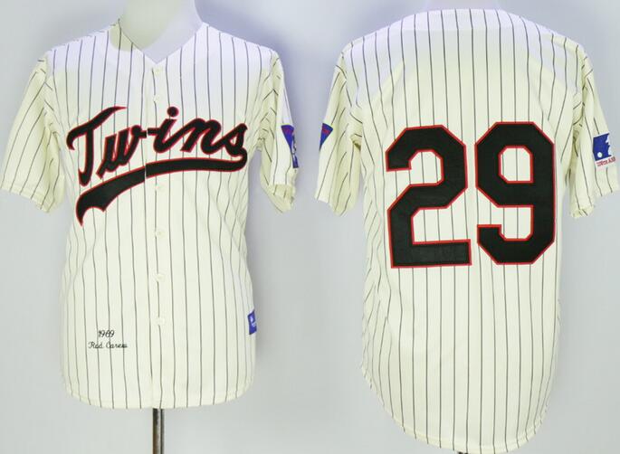 Minnesota Twins 29 CAREW beige men baseball mlb jersey