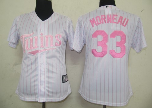 Minnesota Twins 33 Morneau White MLB Women Jerseys
