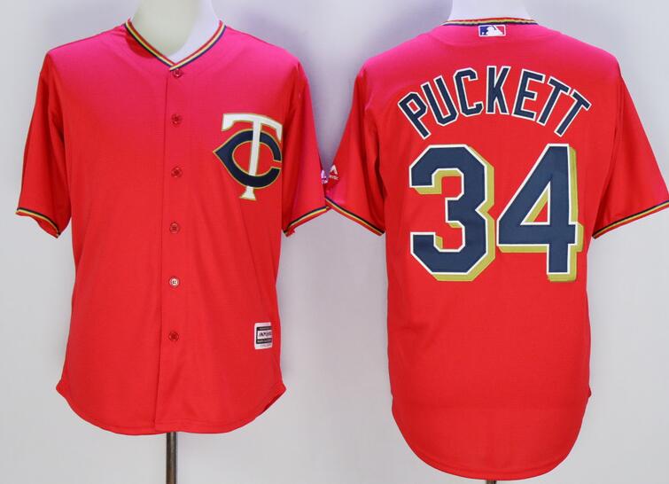 Minnesota Twins 34 kirby puckett red throwback men baseball mlb jersey