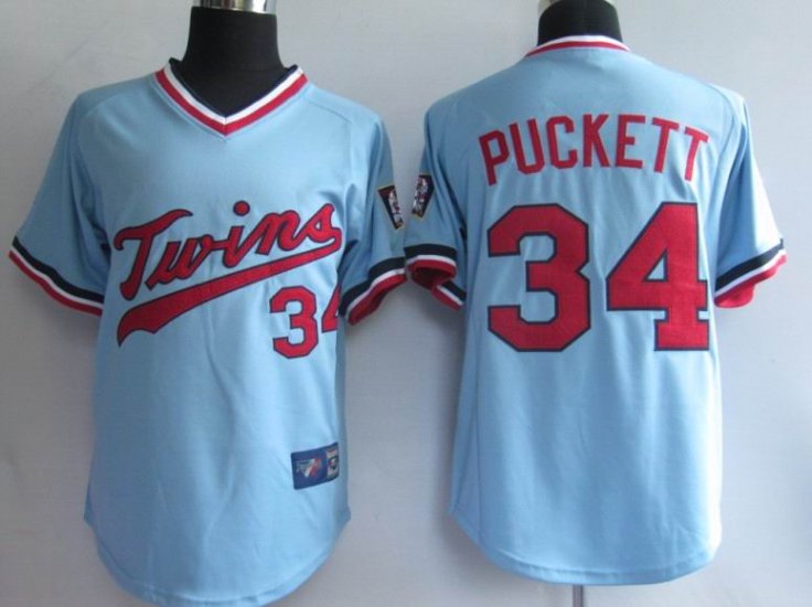 Minnesota Twins 34 puckett Baby Blue MLB Jerseys