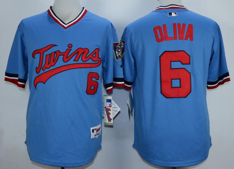 Minnesota Twins 6 DLIVA Blue men baseball mlb jersey