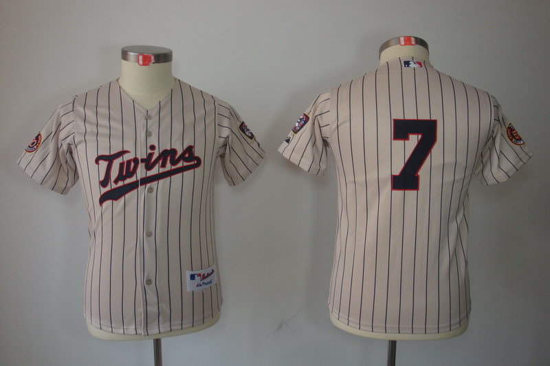 Minnesota Twins 7# Mauer cream mlb kids jersey