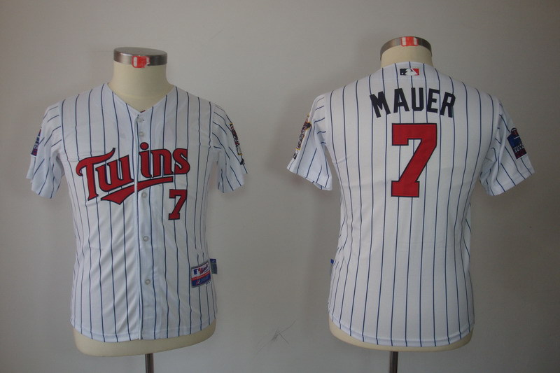 Minnesota Twins 7# Mauer white mlb kids jersey