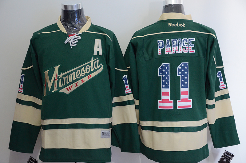 Minnesota Wild 11 Zach Parise green usa flag men nhl ice hockey  jerseys