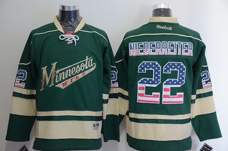 Minnesota Wild 22 Nino Niederreiter green usa flag men nhl ice hockey  jerseys