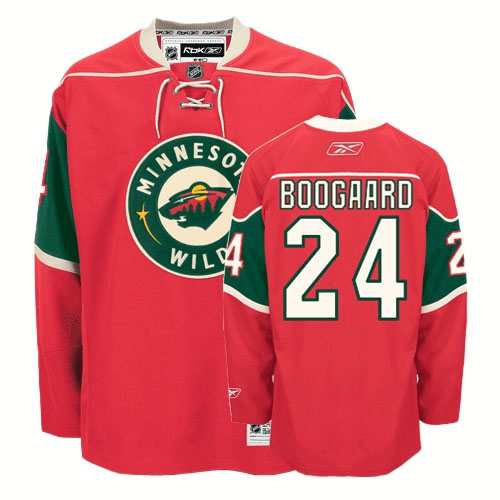 Minnesota Wild 24 BOOGAARD Red nhl ice hockey  jerseys