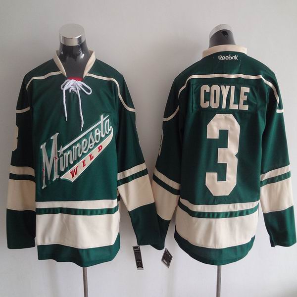 Minnesota Wild 3 Charlie Coyle green men nhl ice hockey  jerseys