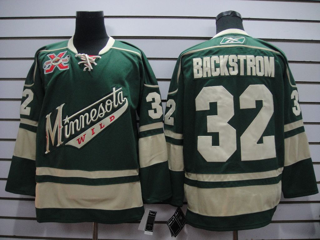 Minnesota Wild 32 Niklas Backstrom Green men nhl ice hockey  jerseys