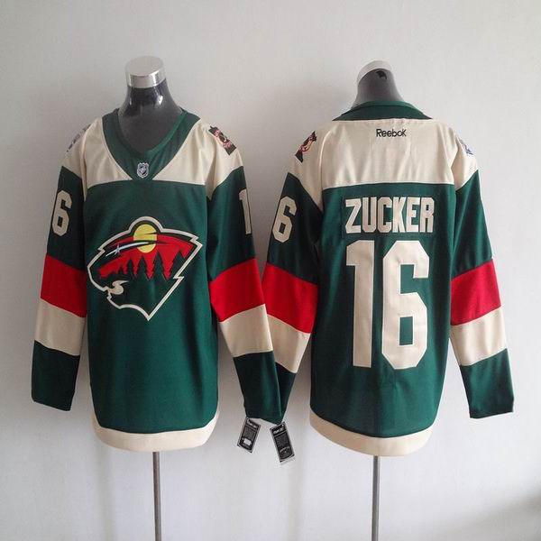 Minnesota Wild Jason Zucker 16 green beige nhl ice hockey  jerseys