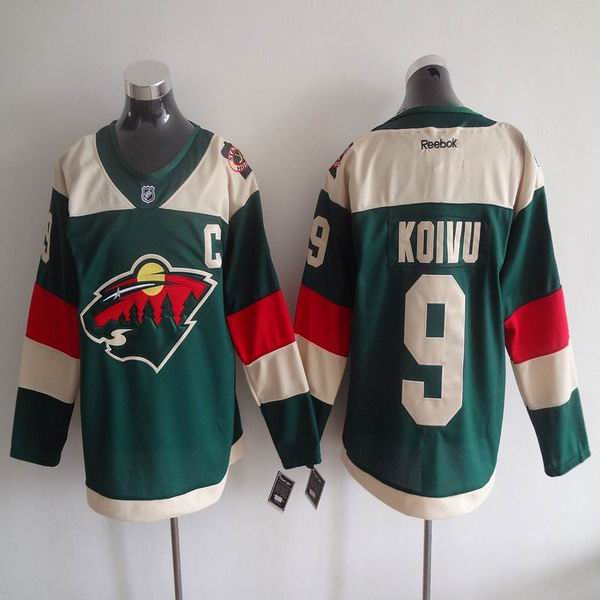 Minnesota Wild Mikko Koivu 9 green beige nhl ice hockey  jerseys C patch