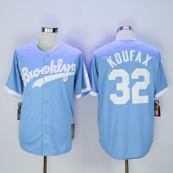 Mitchell And Ness Dodgers 32 Sandy Koufax Light Blue Throwback Stitched men baseball mlb Jersey