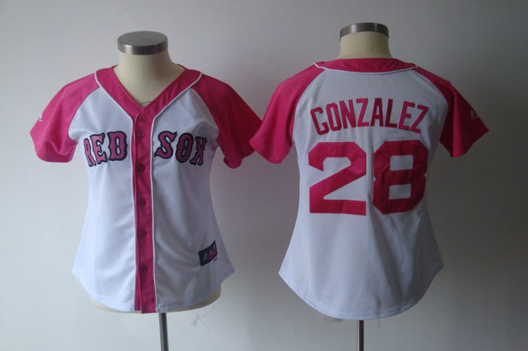Mlb Boston Red Sox 28 GONZALEZ white women jersey