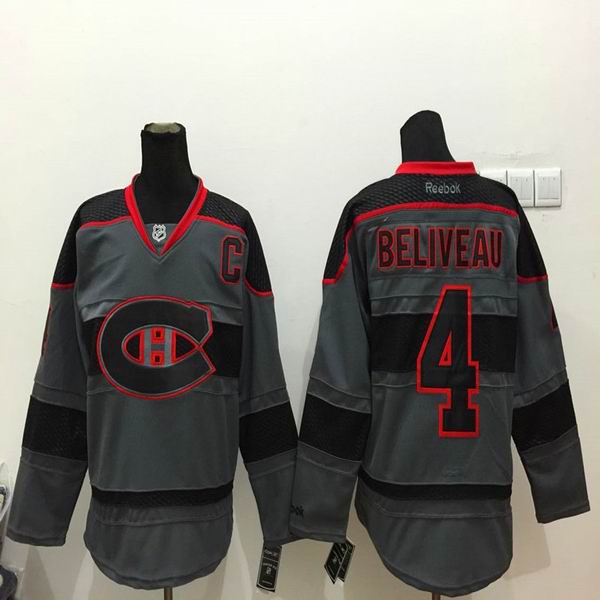 Montreal Canadiens 4 Jean   Beliveau gray  nhl ice hockey  jersey