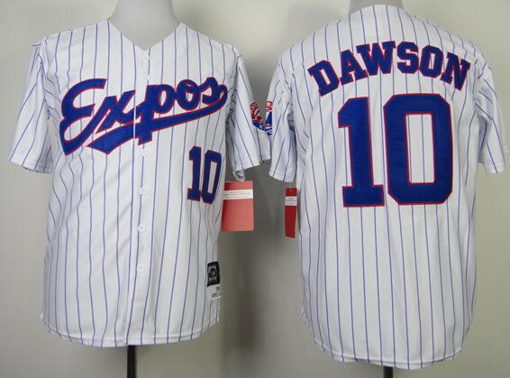 Montreal Expos 10 DAWSON white stripes men basebal mlb Jerseys