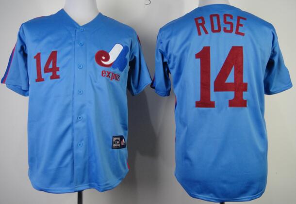 Montreal Expos 14 Pete Rose  Blue Throwback jerseys