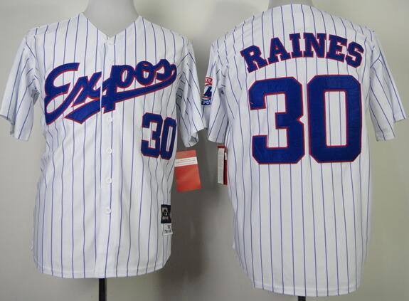 Montreal Expos 30 TIM RAINES white throwback MLB baseball Jersey