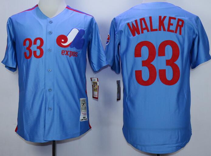 Montreal Expos 33 Larry Walker blue men baseball MLB Jerseys