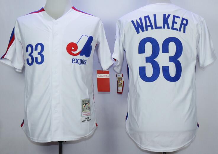 Montreal Expos 33 Larry Walker white men baseball MLB Jerseys