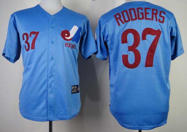Montreal Expos 37 RODGERS blue men mlb baseball Jerseys