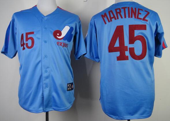 Montreal Expos 45 Pedro Martinez blue men baseball mlb Jerseys