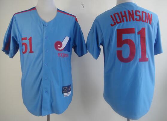 Montreal Expos 51 JOHNSON Blue baseball MLB Jerseys