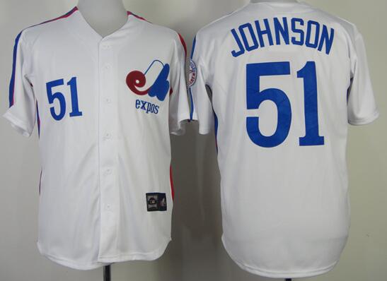 Montreal Expos 51 JOHNSON white baseball MLB Jerseys