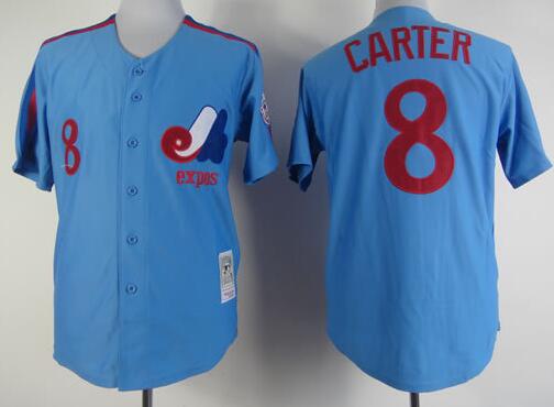 Montreal Expos 8 gray Carter Blue men mlb baseball jerseys