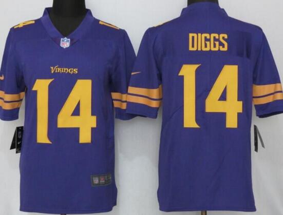 NEW Nike Dallas Vikings 14 Dlggs Navy Purple Color Rush Limited Jersey