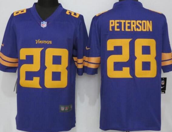 NEW Nike Dallas Vikings 28 Peterson Navy Purple Color Rush Limited Jersey