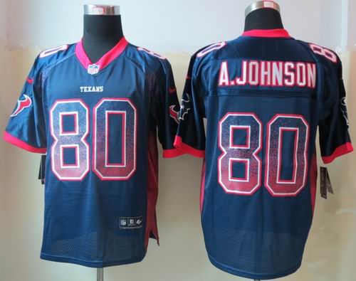 NEW Nike Houston Texans 80 A.Johnson Drift Fashion Blue Elite Jerseys