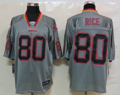 NEW Nike San Francisco 49ers 80 Rice Lights Out Grey Elite Jerseys