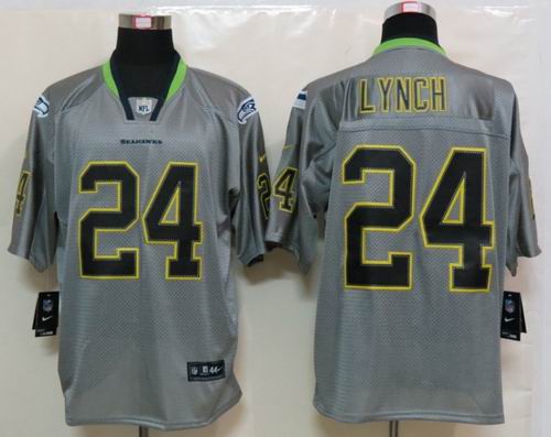 NEW Nike Seattle Seahawks 24 Lynch Lights Out Grey Elite Jerseys