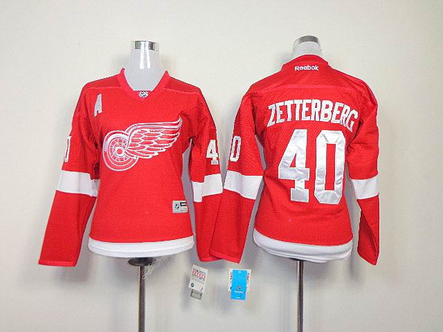 NHL Detroit Red Wings 40 Henrik Zetterberg Red women Jersey