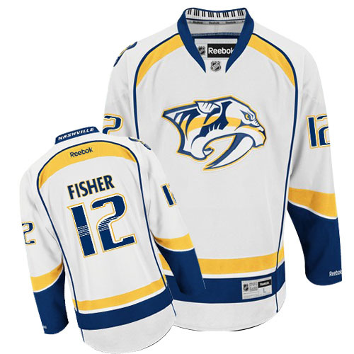 Nashville Predators 12 Mike Fisher White nhl ice hockey  jerseys