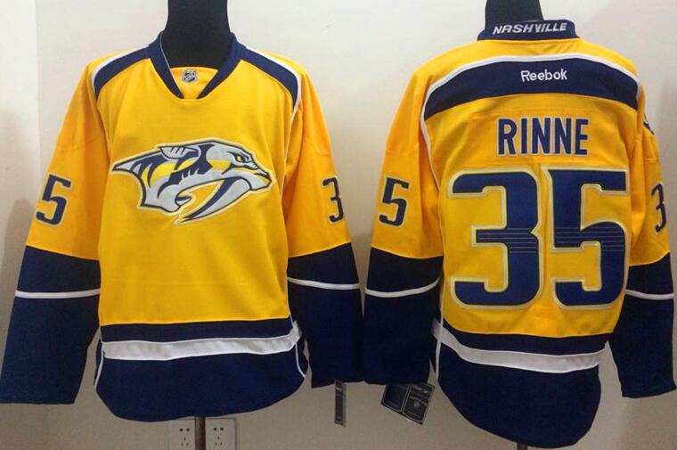 Nashville Predators 35 Pekka Rinne Yellow nhl ice hockey  jerseys