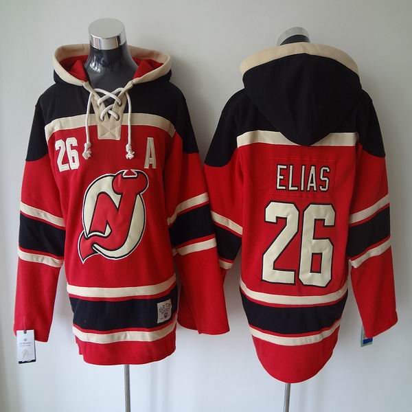 New Jersey Devils #26 Patrik Elias red black ice hockey hooded sweatshirt