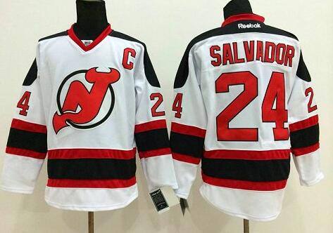 New Jersey Devils 24 Bryce Salvador nhl White Jersey C Patch