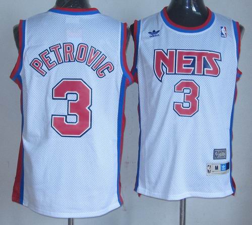 New Jersey Nets 3 Drazen Petrovic white adidas men nba basketball Jersey
