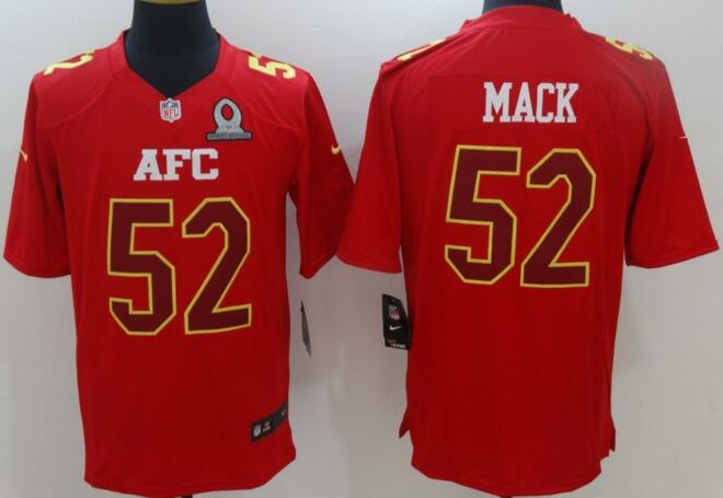 New Nike 52 Khalil Mack red 2017 Pro Bowl rush Limited men football Jersey