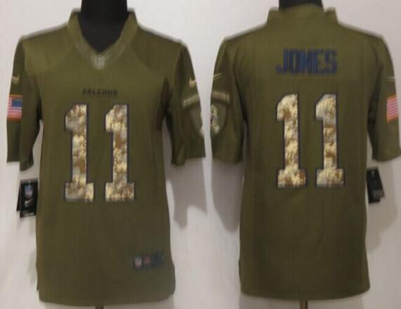 New Nike Atlanta Falcons 11 Jones Green Salute To Service men Limited Jersey